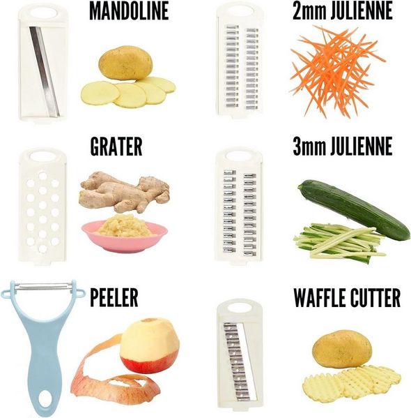 FELIXLEO Gemüsehobel Gemüsehobel 5 in 1 Multischneider Kartoffelchips und Julienne, (1-St)