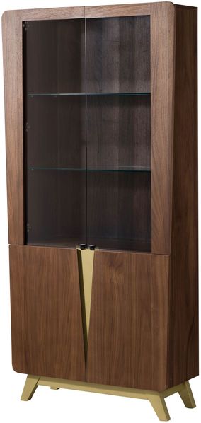 Vitrine Nussbaum-Echtholzfurnier 100x40x200 braun lackiert BUTTERFLY #100