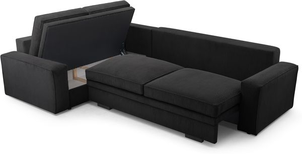 AX LIVING Cord Schlafsofa schwarze Ecksofa Treville Schlaffunktion L Bild 2