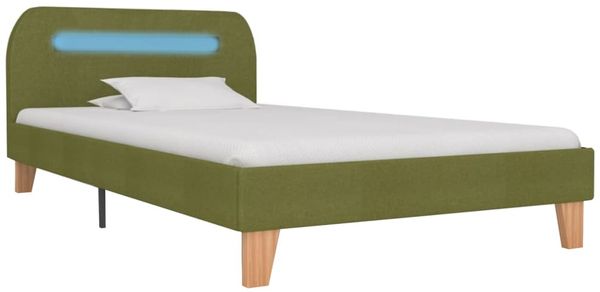 Einzelbettgestell Design für Erwachsene mit LED Grün Stoff 90x200 cm d3485e