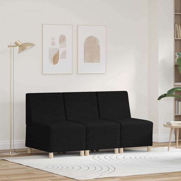 vidaXL Modulares Armfreies Sofa 3 pcs Schwarz 55 x 74 x 82 cm Stoff 3399794