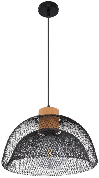 LED Hängeleuchte, Käfig, Kork, schwarz, H 150 cm