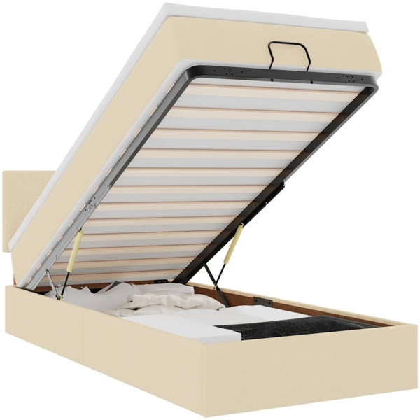 vidaXL Ottoman-Bett mit Matratze & LEDs Creme 100x200 cm Stoff 3312206