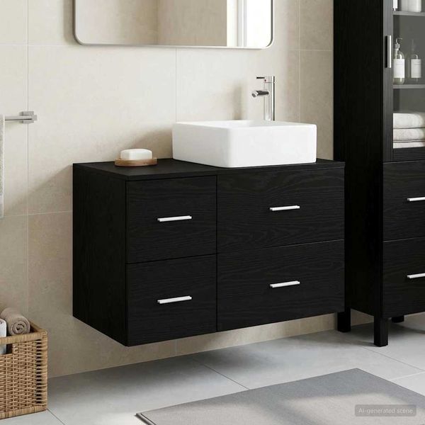 vidaXL Badezimmermöbel-Set 2 pcs Schwarze Eiche Holzwerkstoff 3403961