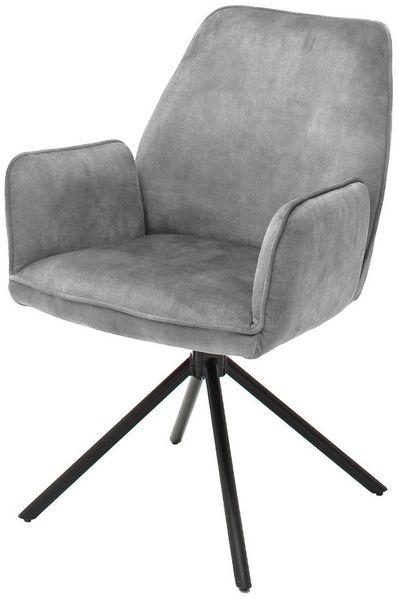 Massivart® Polsterstuhl drehbar, Esszimmerstuhl mit Armlehnen, »Ottawa«, Velouroptik • Metallgestell schwarz • mit Nivellierung