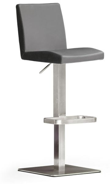 Barstuhl 'Lopes III' - Kunstleder Grau - Edelstahl