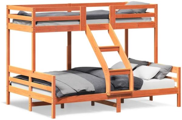 vidaXL Etagenbett 90x200/140x200 cm Wachsbraun Massivholz Kiefer 3207176
