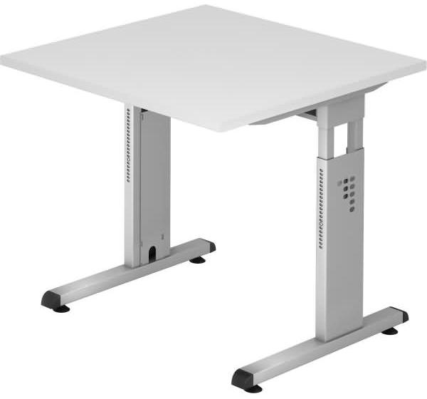 Schreibtisch OS08 C-Fuß 80x80cm Weiß Gestellfarbe: Silber