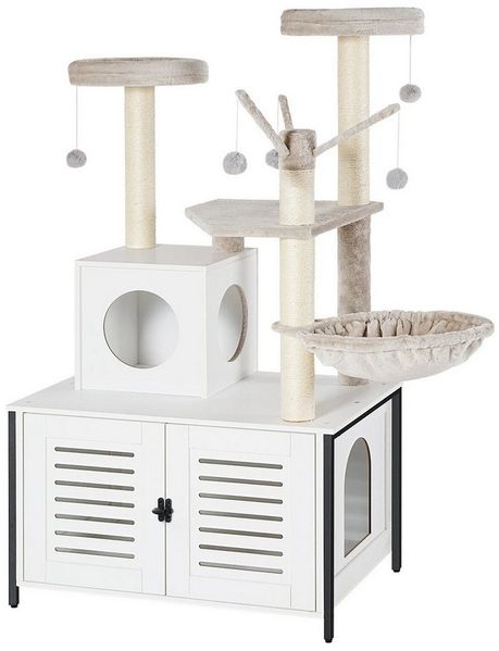 Hoobro Kratzbaum, mit katzenklo Schrank für Katzentoilette 70 x 48 x 132 cm