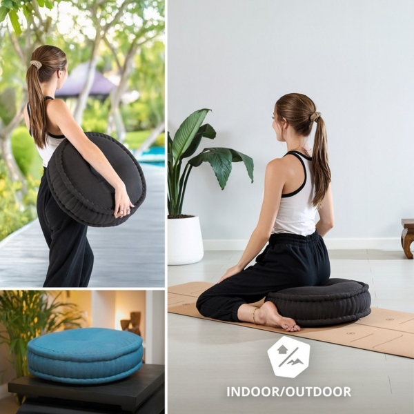 livasia Meditationskissen Zafukissen groß (Basic) vegan und handgefertigt, 46x14cm, Kapok Bild 2