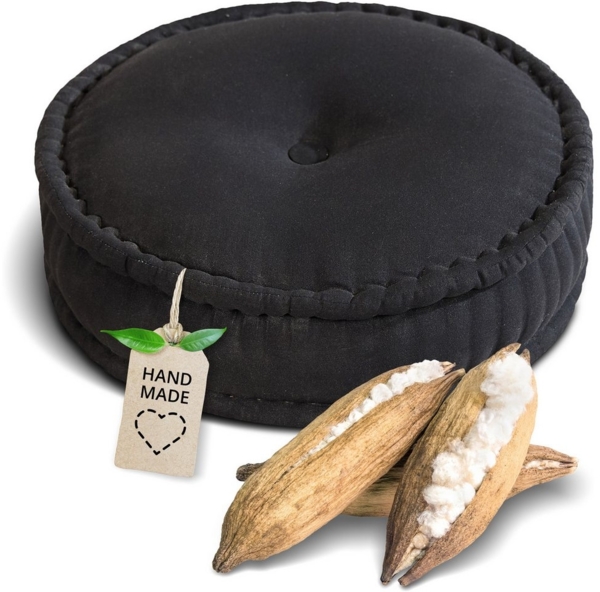 livasia Meditationskissen Zafukissen groß (Basic) vegan und handgefertigt, 46x14cm, Kapok Bild 5