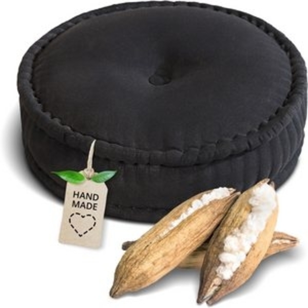 livasia Meditationskissen Zafukissen groß (Basic) vegan und handgefertigt, 46x14cm, Kapok Bild 6