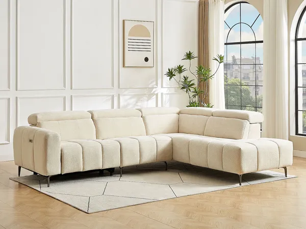 Vente-unique - CALDORIA Sofa Stoff Beige - B 229 cm x H 79 cm x L 292 cm