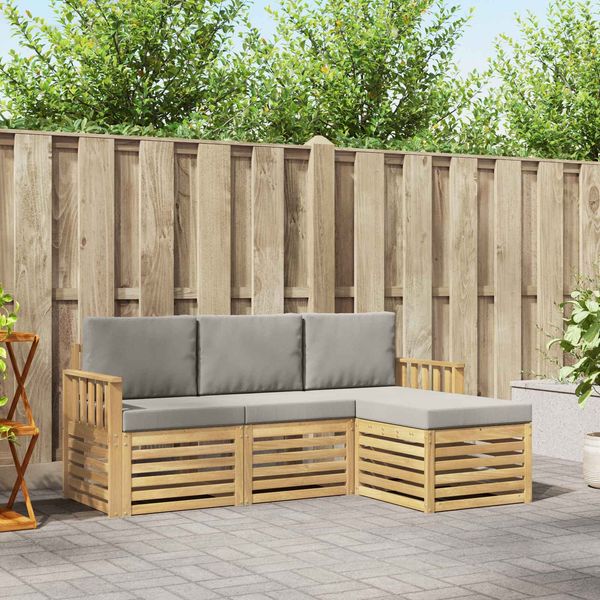 vidaXL Outdoor-Sofagarnitur 4 pcs Weiß und Hellgrau 3391626