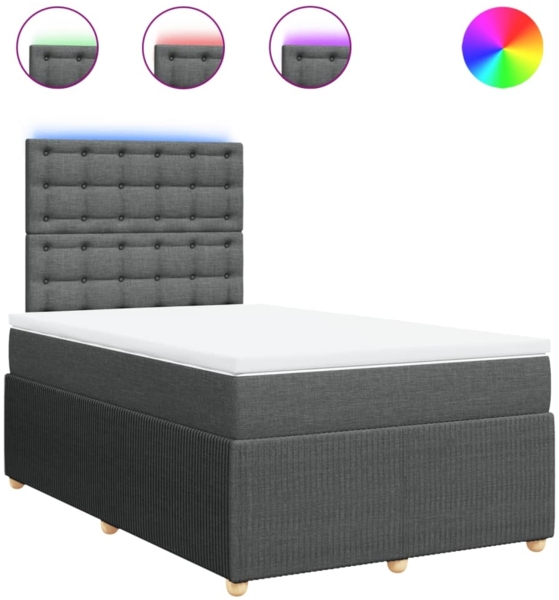 vidaXL Boxspringbett mit Matratze Dunkelgrau 120x200 cm Stoff 3294338