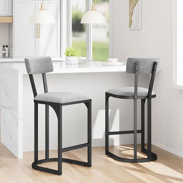 GarveeMore Barhocker 2/4er-Set Tresenhocker mit Rückenlehne für Esszimmer Kücheninselstühle (2 St), hohe Barhocker gepolsterte Metall-Tresenhocker für die Hausbar