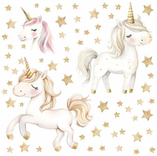 nikima Wandtattoo 256 Wandtattoo Einhorn weiß - Größe 750 x 420 mm (PVC-Folie), in 6 vers. Größen