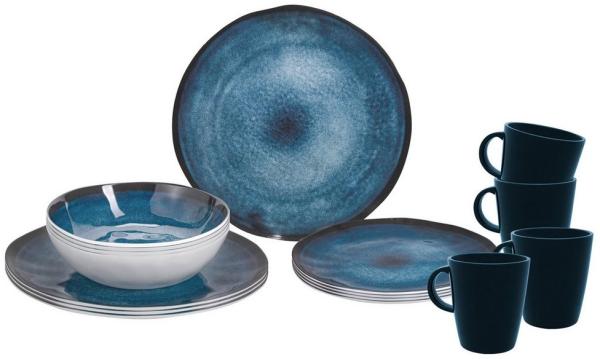 BRUNNER Geschirr-Set Campinggeschirr Set Breeze Camping Geschirr, Melamin, Teller Tassen Melamin 16tlg
