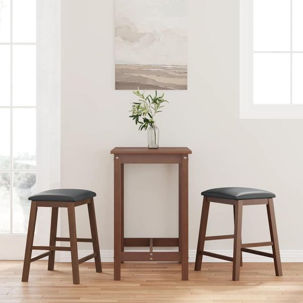 vidaXL Barstühle mit Kissen 2 Stk. Braun Massivholz Gummibaum 4102577