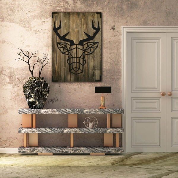 Wandbild Hirsch Holz