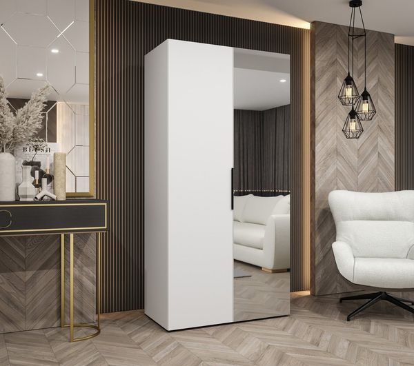 MOEBLO Drehtürenschrank SOLENA 2 (mit Spiegel – Moderner Kleiderschrank mit Soft-Close, Einlegeböden & Kleiderstange, verschiedene Breiten & Farben, Schrank Garderobe Schlafzimmer Drehtürenschrank) (BxHxT): 100/150/200/250/300 x 202 x 52 cm