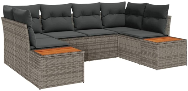 vidaXL Gartensofa-set mit Kissen mit Speicher 6 pcs Grau Polyrattan 3356824