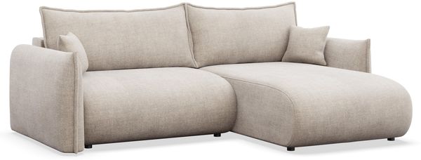 Selsey Cushi Ecksofa mit Schlaffunktion, Ottomane rechts, Hellbeige-Chenille