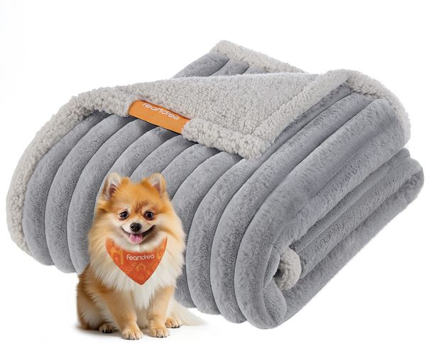 Feandrea Hundedecke, wasserdichte Decke, S, 73 x 63 cm, für Minihunde, beidseitig verwendbar, Hundesofa waschbar, taubengrau-hellgrau PPBDE033G01