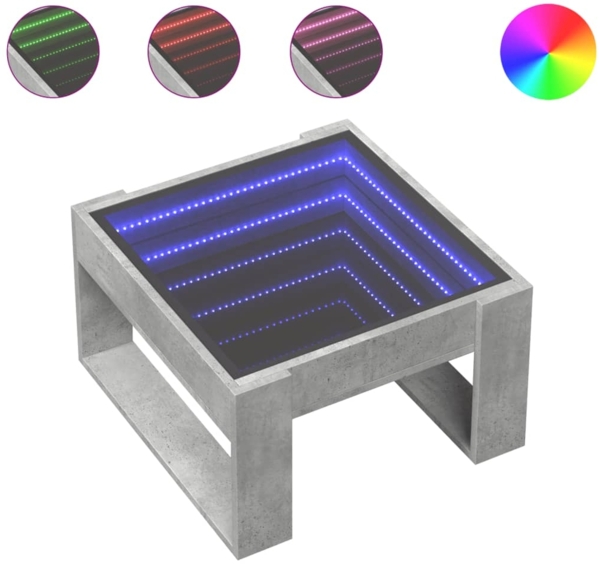 vidaXL Couchtisch mit Infinity-LED Betongrau 50x53x30 cm 847626