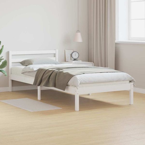 vidaXL Bettrahmen Weiß 215,5 x 105,5 x 69,5 cm Massivholz Kiefer 869765