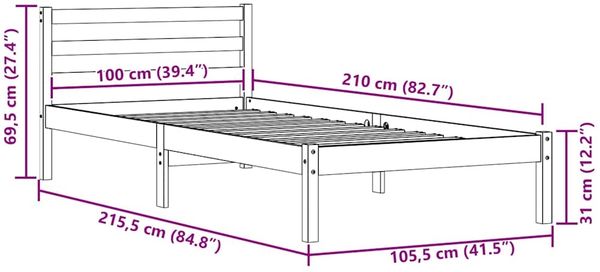 vidaXL Bettrahmen Weiß 215,5 x 105,5 x 69,5 cm Massivholz Kiefer 869765 Bild 9