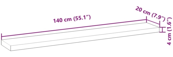 vidaXL Schweberegale 3 Stk. 140x20x4 cm Massivholz Akazie Ölbehandelt 3279597 Bild 8