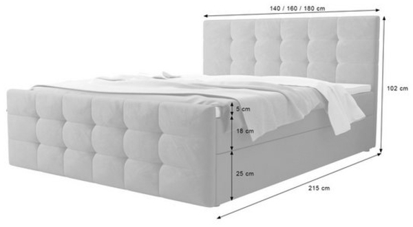 B&B Home Boxspringbett Boxbett Coria II (H3 Matratze Bonellfederung, Kopfteil, Bettkasten und Topper) Bild 3