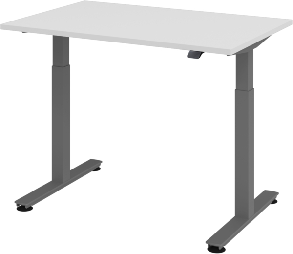 bümö elektrisch höhenverstellbarer Schreibtisch grau 120x80 cm, Gestell: Graphit - Büroschreibtisch höhenverstellbar elektrisch, elektrischer Bürotisch & Gaming Tisch, Stehschreibtisch, XMST-12-5-G