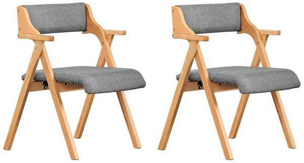 SoBuy FST98-HGX2 2 Klappstühle, Massivholz, Lackiert, Grau, 62 x 78 x 56 cm