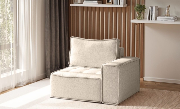 Sessel SANDE 1-Sitzer Modul Stoff Alpine Beige Seite Rechts