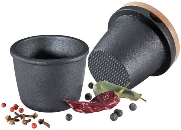Zassenhaus - Gewürzreibe Ø 8cm mit Vorratsfach Gusseisen 076080 Gewürz Mörser