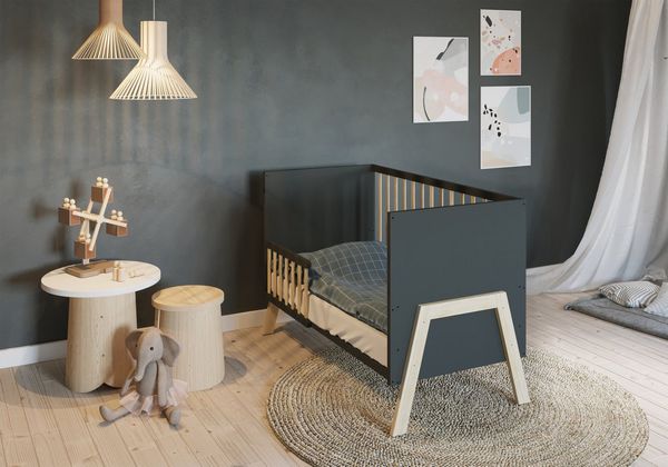 FabiMax Babybett Lunara 120x60 cm, 3-fach höhenverstellbarer Lattenrost, Umbaubar zum Juniorbett