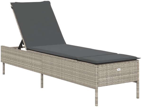 vidaXL Sonnenliege mit Auflage Hellgrau Poly Rattan 4002724