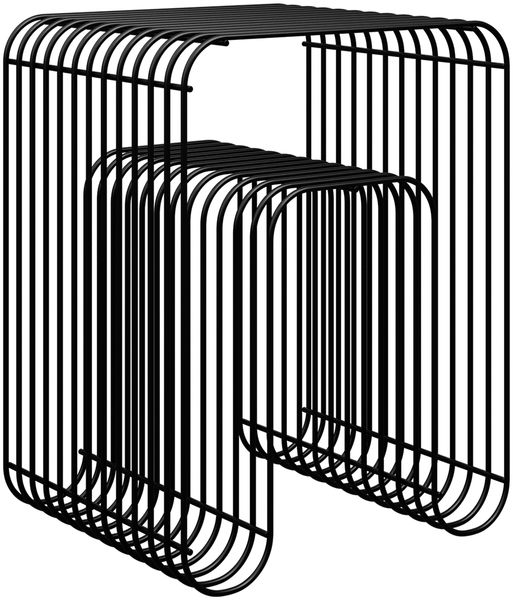 skølm 'Vali' Beistelltisch aus Metall, schwarz, Regal mit offenem Gitterdesign, als Hocker nutzbar, vormontiert, 39x34x49 cm