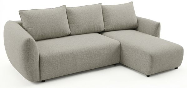 Selsey 'Zordo' - L-Form Eckschlafsofa mit zwei Bettkästen, graubeiger Chenille rechts