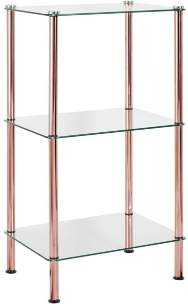 Glasregal Badorganizer elegante Duschablage 3 Ebenen mDesign rotgold/transparent