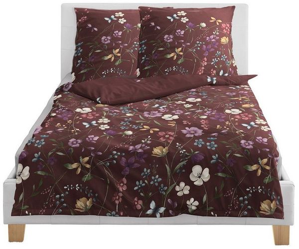 BIERBAUM Bettwäsche Bierbaum Mako Satin Bettwäsche Rubin 135x200 40x80 cm, Mako-Satin, Ganzjahres-Bettwäsche in Rubinrot, 40x80 Kissen