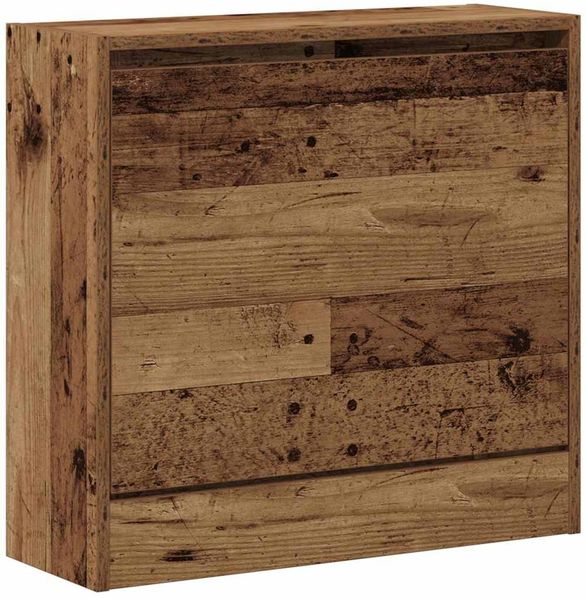 Schuhschrank, Schuhkipper für Flur, skandinavisch mit Regal Altholz 60 x 21 x 57 cm Holzwerkstoff
