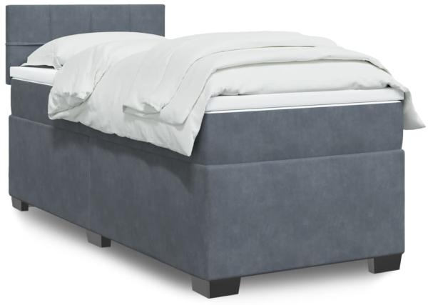 vidaXL Boxspringbett mit Matratze Dunkelgrau 90x190 cm Samt 3286199