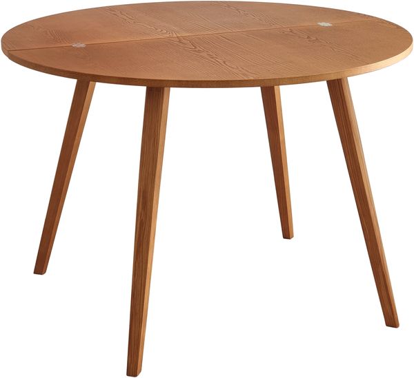 Ragaba halbrunder ausziehbarer Esstisch,  Esche & MDF Eschenholzfurnier, 120x60 cm, Eichenbeize Bild 2