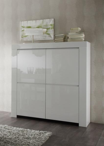 Highboard >Asti< (BxHxT: 120x140x50 cm) in Weiss echt Hochglanz lackiert