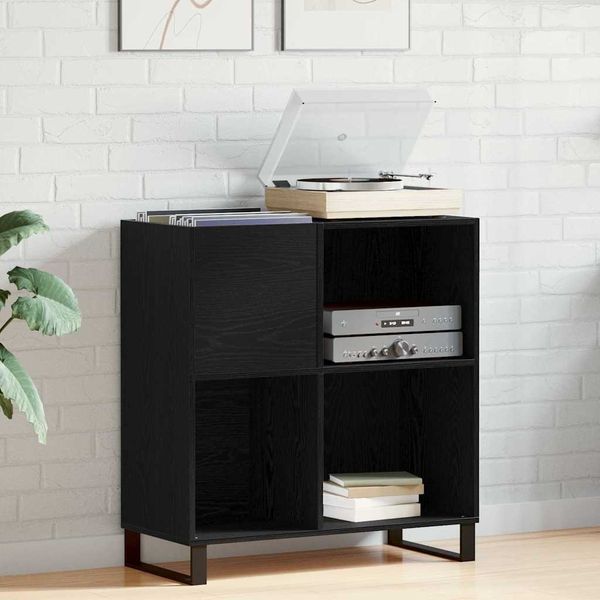vidaXL Schallplattenschrank Schwarz Eichen-Optik 85 x 38 x 89 cm 862916