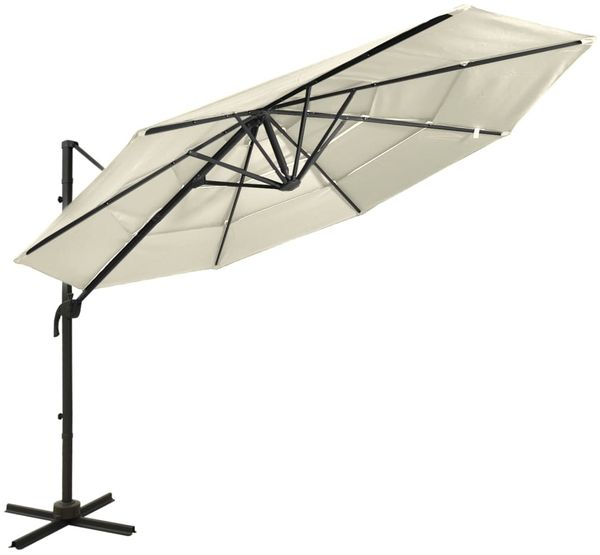 vidaXL Sonnenschirm mit Aluminium-Mast 4-lagig Sandfarben 3x3 m 313828