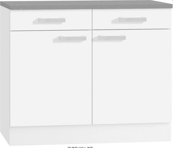 OPTIFIT Unterschrank Odense 100 cm breit, mit 2 Türen und 2 Schubkästen, für Stauraum